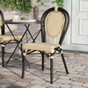 image:imageFlash Furniture Cannes IndoorOutdoor Commercial Thonet French Bistro Stack Chair  Natural PE Cane Rattan Back and Seat  White Metal FrameNaturalBlack Frame