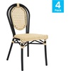 image:imageFlash Furniture Cannes IndoorOutdoor Commercial Thonet French Bistro Stack Chair  Natural PE Cane Rattan Back and Seat  White Metal FrameNaturalBlack Frame