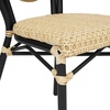 image:imageFlash Furniture Cannes IndoorOutdoor Commercial Thonet French Bistro Stack Chair  Natural PE Cane Rattan Back and Seat  White Metal FrameNaturalBlack Frame