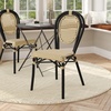 image:imageFlash Furniture Cannes IndoorOutdoor Commercial Thonet French Bistro Stack Chair  Natural PE Cane Rattan Back and Seat  White Metal FrameNaturalBlack Frame