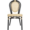image:imageFlash Furniture Cannes IndoorOutdoor Commercial Thonet French Bistro Stack Chair  Natural PE Cane Rattan Back and Seat  White Metal FrameNaturalBlack Frame