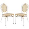 image:imageFlash Furniture Cannes IndoorOutdoor Commercial Thonet French Bistro Stack Chair  Natural PE Cane Rattan Back and Seat  White Metal FrameNaturalWhite Frame