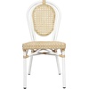 image:imageFlash Furniture Cannes IndoorOutdoor Commercial Thonet French Bistro Stack Chair  Natural PE Cane Rattan Back and Seat  White Metal FrameNaturalWhite Frame