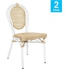 image:imageFlash Furniture Cannes IndoorOutdoor Commercial Thonet French Bistro Stack Chair  Natural PE Cane Rattan Back and Seat  White Metal FrameNaturalWhite Frame