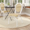 image:imageFlash Furniture Cannes IndoorOutdoor Commercial Thonet French Bistro Stack Chair  Natural PE Cane Rattan Back and Seat  White Metal FrameNaturalWhite Frame