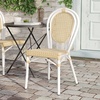 image:imageFlash Furniture Cannes IndoorOutdoor Commercial Thonet French Bistro Stack Chair  Natural PE Cane Rattan Back and Seat  White Metal FrameNaturalWhite Frame