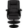 image:imageFlash Furniture Cason Massaging Adjustable Recliner with Deep Side Pockets and Ottoman with Wrapped Base in Black LeatherSoftBlack