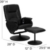 image:imageFlash Furniture Cason Massaging Adjustable Recliner with Deep Side Pockets and Ottoman with Wrapped Base in Black LeatherSoftBlack