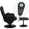 image:imageFlash Furniture Cason Massaging Adjustable Recliner with Deep Side Pockets and Ottoman with Wrapped Base in Black LeatherSoftBlack