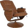 image:imageFlash Furniture Cason Massaging Adjustable Recliner with Deep Side Pockets and Ottoman with Wrapped Base in Black LeatherSoftBrown