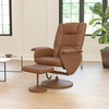 image:imageFlash Furniture Cason Massaging Adjustable Recliner with Deep Side Pockets and Ottoman with Wrapped Base in Black LeatherSoftBrown