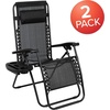 image:imageFlash Furniture Celestial Adjustable Folding Mesh Zero Gravity Reclining Lounge Chair with Pillow and Cup Holder Tray in Black Set of 2Black