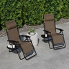 image:imageFlash Furniture Celestial Adjustable Folding Mesh Zero Gravity Reclining Lounge Chair with Pillow and Cup Holder Tray in Black Set of 2Brown