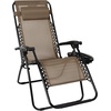 image:imageFlash Furniture Celestial Adjustable Folding Mesh Zero Gravity Reclining Lounge Chair with Pillow and Cup Holder Tray in Black Set of 2Brown