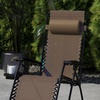 image:imageFlash Furniture Celestial Adjustable Folding Mesh Zero Gravity Reclining Lounge Chair with Pillow and Cup Holder Tray in Black Set of 2Brown