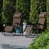 image:imageFlash Furniture Celestial Adjustable Folding Mesh Zero Gravity Reclining Lounge Chair with Pillow and Cup Holder Tray in Black Set of 2Brown