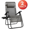 image:imageFlash Furniture Celestial Adjustable Folding Mesh Zero Gravity Reclining Lounge Chair with Pillow and Cup Holder Tray in Black Set of 2Grey