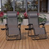 image:imageFlash Furniture Celestial Adjustable Folding Mesh Zero Gravity Reclining Lounge Chair with Pillow and Cup Holder Tray in Black Set of 2Grey