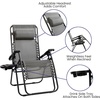 image:imageFlash Furniture Celestial Adjustable Folding Mesh Zero Gravity Reclining Lounge Chair with Pillow and Cup Holder Tray in Black Set of 2Grey