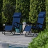 image:imageFlash Furniture Celestial Adjustable Folding Mesh Zero Gravity Reclining Lounge Chair with Pillow and Cup Holder Tray in Black Set of 2Navy