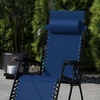 image:imageFlash Furniture Celestial Adjustable Folding Mesh Zero Gravity Reclining Lounge Chair with Pillow and Cup Holder Tray in Black Set of 2Navy