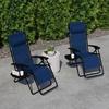 image:imageFlash Furniture Celestial Adjustable Folding Mesh Zero Gravity Reclining Lounge Chair with Pillow and Cup Holder Tray in Black Set of 2Navy