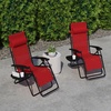 image:imageFlash Furniture Celestial Adjustable Folding Mesh Zero Gravity Reclining Lounge Chair with Pillow and Cup Holder Tray in Black Set of 2Red