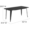image:imageFlash Furniture Charis Commercial Grade 315 x 63 Rectangular Orange Metal IndoorOutdoor TableBlack