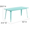 image:imageFlash Furniture Charis Commercial Grade 315 x 63 Rectangular Orange Metal IndoorOutdoor TableMint Green
