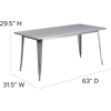 image:imageFlash Furniture Charis Commercial Grade 315 x 63 Rectangular Orange Metal IndoorOutdoor TableSilver