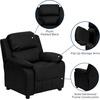 image:imageFlash Furniture Charlie Vinyl Kids Recliner with FlipUp Storage Arms and Safety Recline Contemporary Reclining Chair for Kids Supports up to 90 lbs Hot PinkBlack Leathersoft