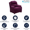 image:imageFlash Furniture Charlie Vinyl Kids Recliner with FlipUp Storage Arms and Safety Recline Contemporary Reclining Chair for Kids Supports up to 90 lbs Hot PinkPurple Microfiber