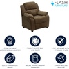 image:imageFlash Furniture Charlie Vinyl Kids Recliner with FlipUp Storage Arms and Safety Recline Contemporary Reclining Chair for Kids Supports up to 90 lbs Hot PinkBrown Microfiber