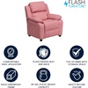 image:imageFlash Furniture Charlie Vinyl Kids Recliner with FlipUp Storage Arms and Safety Recline Contemporary Reclining Chair for Kids Supports up to 90 lbs Hot PinkPink Vinyl
