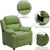 image:imageFlash Furniture Charlie Vinyl Kids Recliner with FlipUp Storage Arms and Safety Recline Contemporary Reclining Chair for Kids Supports up to 90 lbs Hot PinkAvocado Microfiber