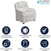 image:imageFlash Furniture Charlie Vinyl Kids Recliner with FlipUp Storage Arms and Safety Recline Contemporary Reclining Chair for Kids Supports up to 90 lbs Hot PinkWhite Vinyl