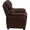 image:imageFlash Furniture Charlie Vinyl Kids Recliner with FlipUp Storage Arms and Safety Recline Contemporary Reclining Chair for Kids Supports up to 90 lbs Hot PinkBrown Leathersoft