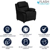 image:imageFlash Furniture Charlie Vinyl Kids Recliner with FlipUp Storage Arms and Safety Recline Contemporary Reclining Chair for Kids Supports up to 90 lbs Hot PinkBlack Leathersoft