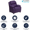 image:imageFlash Furniture Charlie Vinyl Kids Recliner with FlipUp Storage Arms and Safety Recline Contemporary Reclining Chair for Kids Supports up to 90 lbs Hot PinkPurple Vinyl