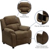 image:imageFlash Furniture Charlie Vinyl Kids Recliner with FlipUp Storage Arms and Safety Recline Contemporary Reclining Chair for Kids Supports up to 90 lbs Hot PinkBrown Microfiber