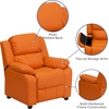 image:imageFlash Furniture Charlie Vinyl Kids Recliner with FlipUp Storage Arms and Safety Recline Contemporary Reclining Chair for Kids Supports up to 90 lbs Hot PinkOrange Vinyl