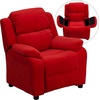 image:imageFlash Furniture Charlie Vinyl Kids Recliner with FlipUp Storage Arms and Safety Recline Contemporary Reclining Chair for Kids Supports up to 90 lbs Hot PinkRed Microfiber