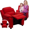 image:imageFlash Furniture Charlie Vinyl Kids Recliner with FlipUp Storage Arms and Safety Recline Contemporary Reclining Chair for Kids Supports up to 90 lbs Hot PinkRed Microfiber