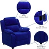 image:imageFlash Furniture Charlie Vinyl Kids Recliner with FlipUp Storage Arms and Safety Recline Contemporary Reclining Chair for Kids Supports up to 90 lbs Hot PinkBlue Microfiber