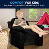 image:imageFlash Furniture Charlie Vinyl Kids Recliner with FlipUp Storage Arms and Safety Recline Contemporary Reclining Chair for Kids Supports up to 90 lbs Hot PinkBlack Leathersoft