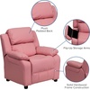 image:imageFlash Furniture Charlie Vinyl Kids Recliner with FlipUp Storage Arms and Safety Recline Contemporary Reclining Chair for Kids Supports up to 90 lbs Hot PinkPink Vinyl