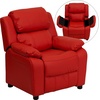 image:imageFlash Furniture Charlie Vinyl Kids Recliner with FlipUp Storage Arms and Safety Recline Contemporary Reclining Chair for Kids Supports up to 90 lbs Hot PinkRed Vinyl