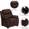 image:imageFlash Furniture Charlie Vinyl Kids Recliner with FlipUp Storage Arms and Safety Recline Contemporary Reclining Chair for Kids Supports up to 90 lbs Hot PinkBrown Leathersoft