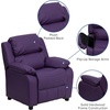 image:imageFlash Furniture Charlie Vinyl Kids Recliner with FlipUp Storage Arms and Safety Recline Contemporary Reclining Chair for Kids Supports up to 90 lbs Hot PinkPurple Vinyl