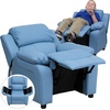 image:imageFlash Furniture Charlie Vinyl Kids Recliner with FlipUp Storage Arms and Safety Recline Contemporary Reclining Chair for Kids Supports up to 90 lbs Hot PinkLight Blue Vinyl